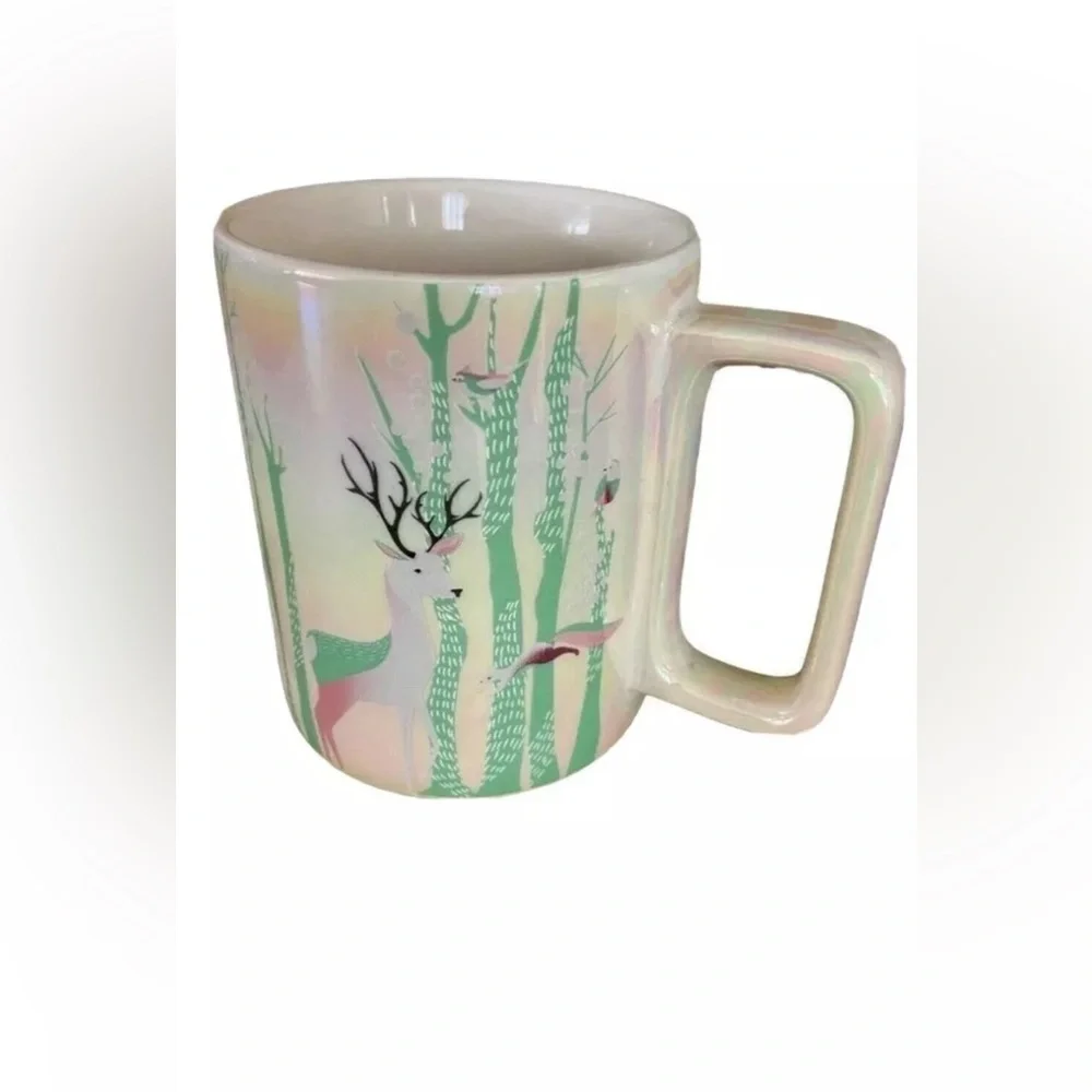 Starbucks 2020 Iridescent Opal Coffee Mug Cup Deer Rabbit Forest Winter 14oz - Picture 1 of 4